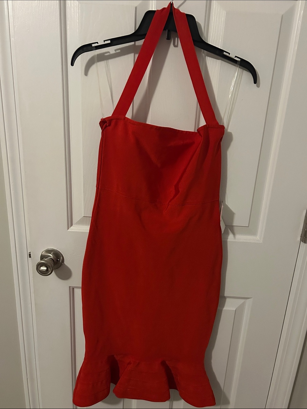 Red Halter Midi Dress